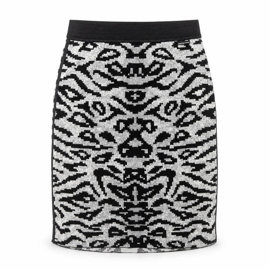 Marc Cain Womens Grey Geometric Wool Skater Skirt Size 28 in