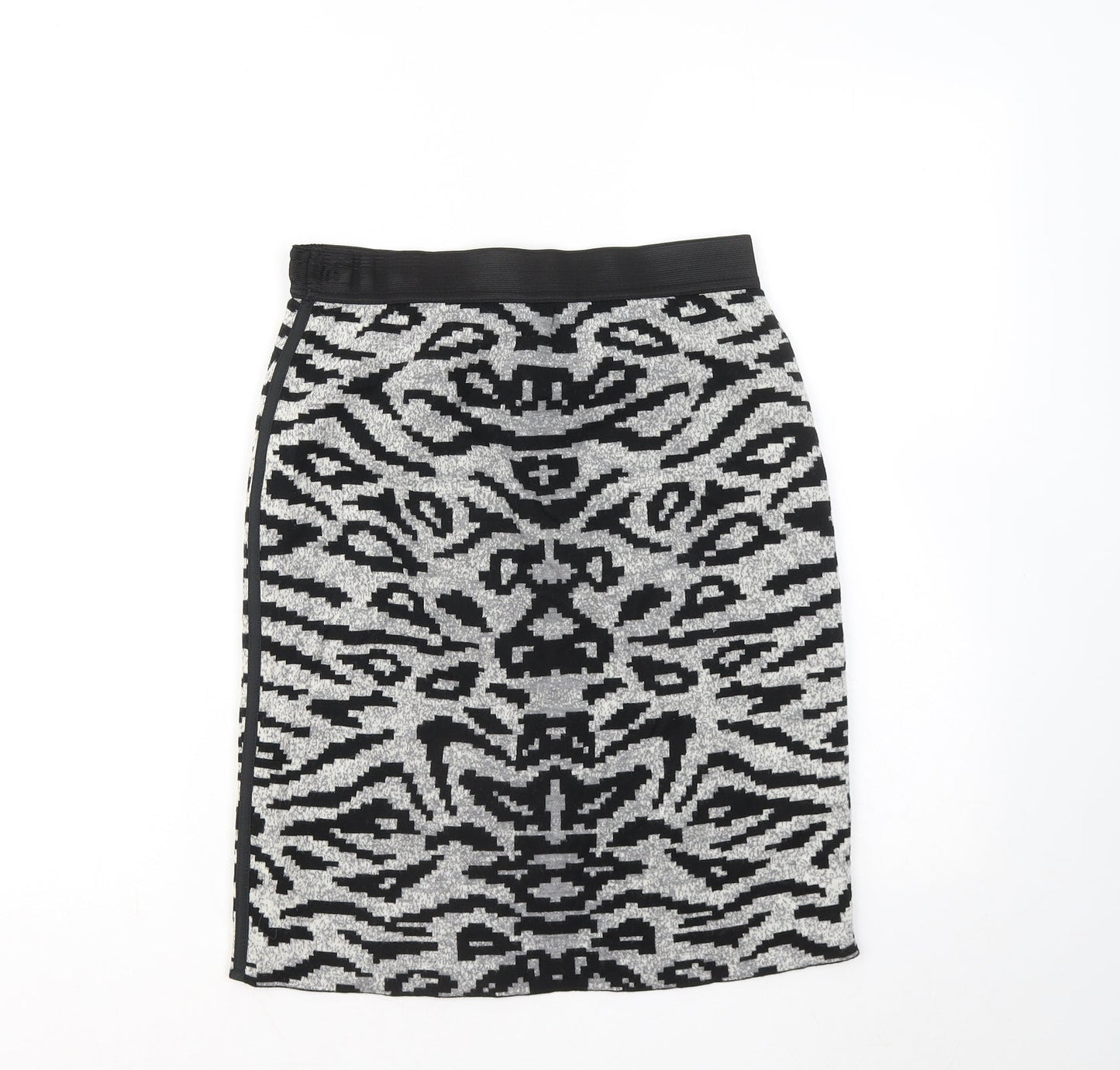 Marc Cain Womens Grey Geometric Wool Skater Skirt Size 28 in