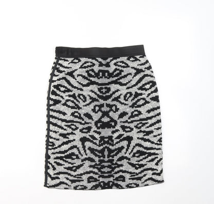 Marc Cain Womens Grey Geometric Wool Skater Skirt Size 28 in