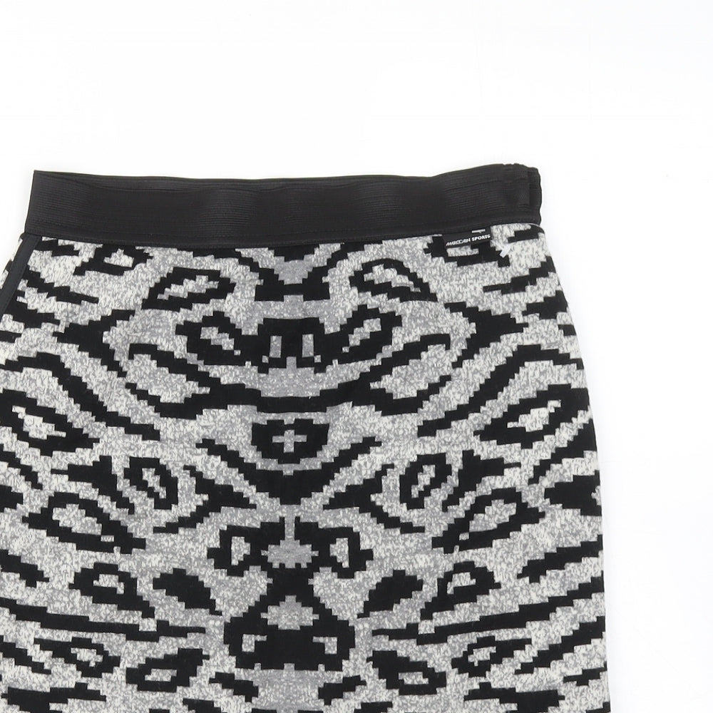 Marc Cain Womens Grey Geometric Wool Skater Skirt Size 28 in