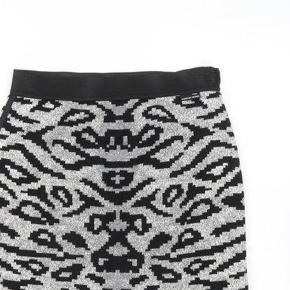 Marc Cain Womens Grey Geometric Wool Skater Skirt Size 28 in