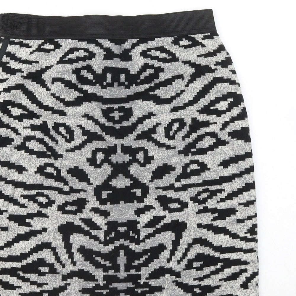 Marc Cain Womens Grey Geometric Wool Skater Skirt Size 28 in