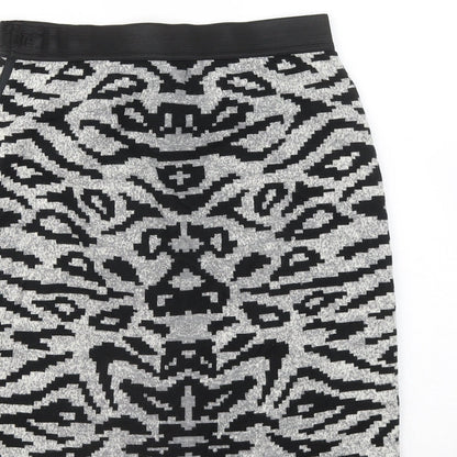 Marc Cain Womens Grey Geometric Wool Skater Skirt Size 28 in