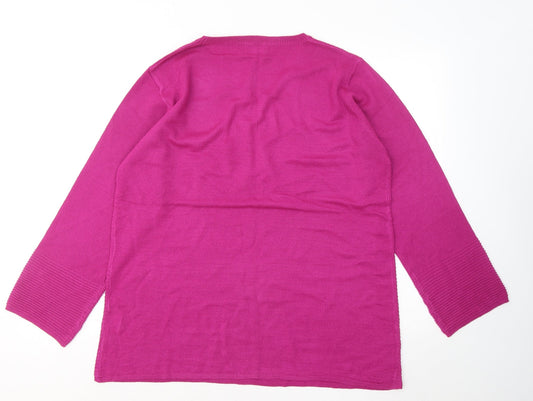 ARISTA Womens Pink Round Neck Acrylic Pullover Jumper Size 14