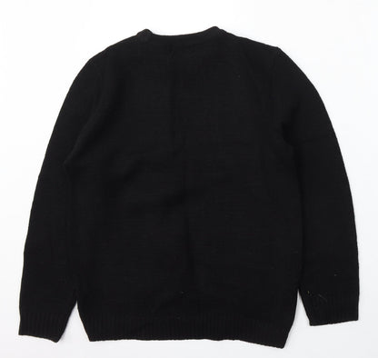 Gazelle Womens Black Round Neck Acrylic Pullover Jumper Size XL