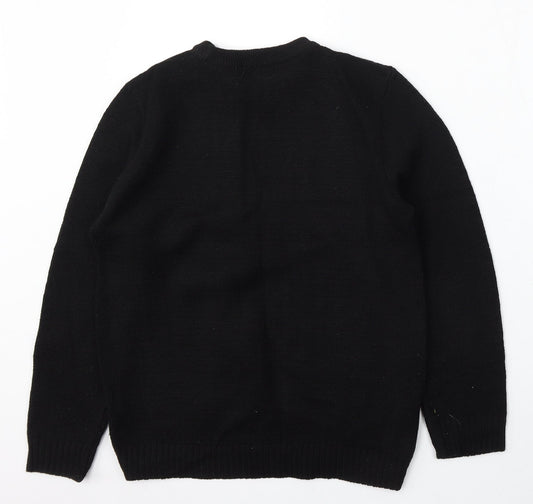 Gazelle Womens Black Round Neck Acrylic Pullover Jumper Size XL