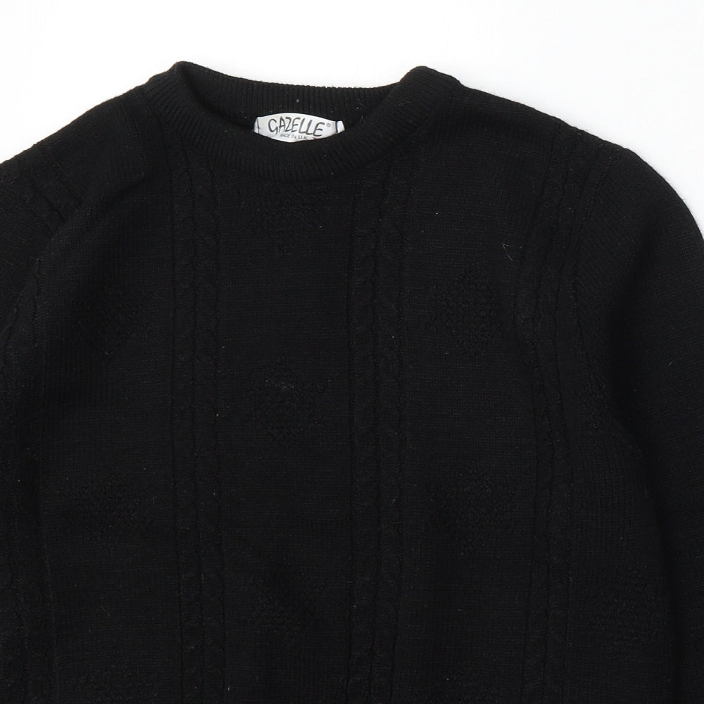 Gazelle Womens Black Round Neck Acrylic Pullover Jumper Size XL