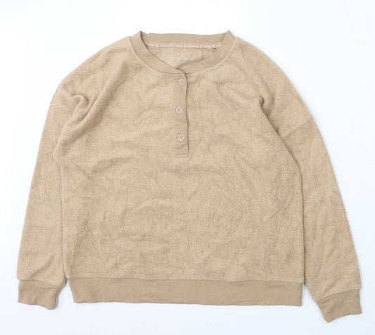 Primark Womens Beige Round Neck Polyester Cardigan Jumper Size 10