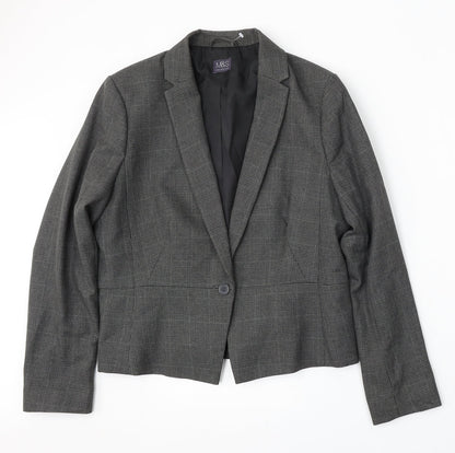 Marks and Spencer Womens Grey Plaid Polyester Jacket Suit Size 14