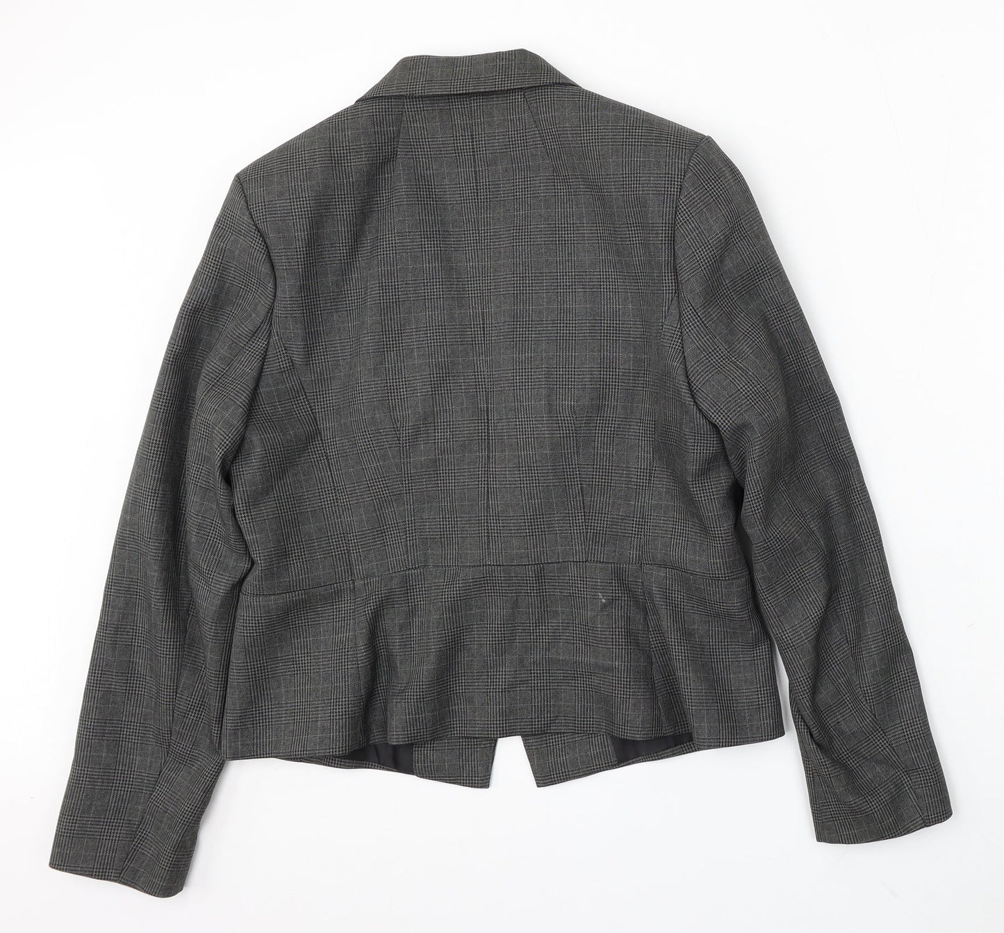 Marks and Spencer Womens Grey Plaid Polyester Jacket Suit Size 14