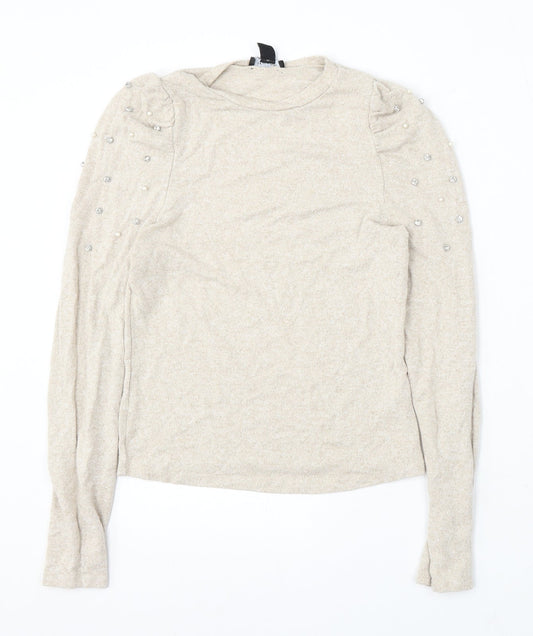 Womens UK Size 10 New Look Beige Pullover Jumper
