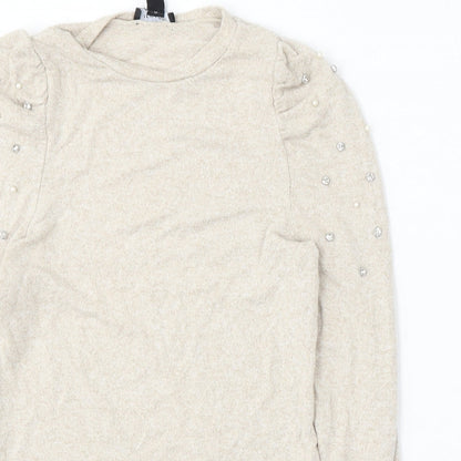 Womens UK Size 10 New Look Beige Pullover Jumper