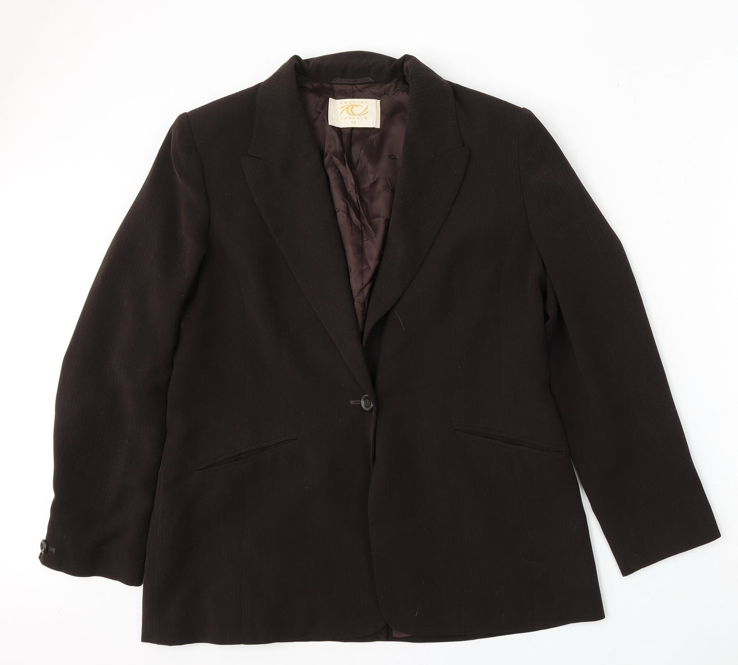 Country Casuals Womens Brown Polyester Jacket Suit Size 14