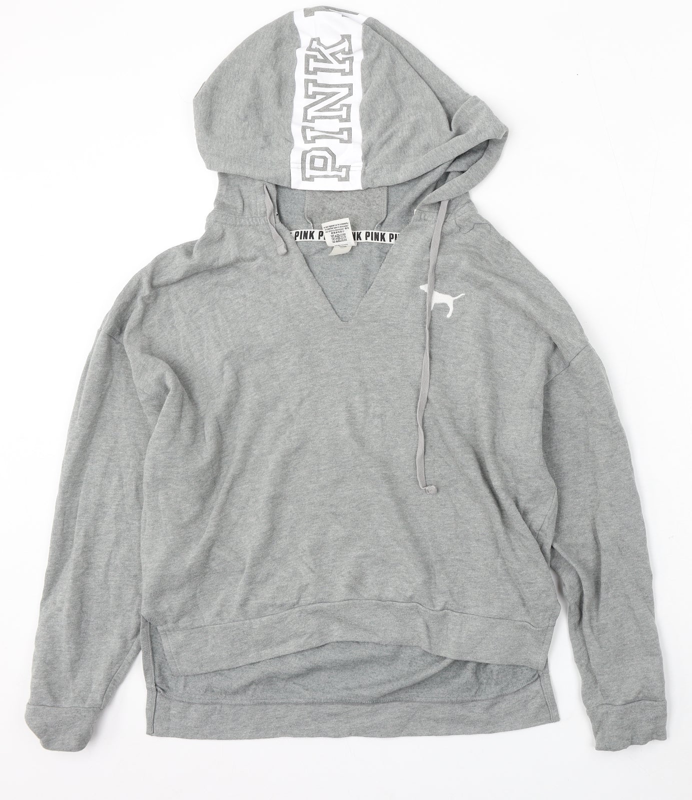 PINK Womens Grey Cotton Pullover Hoodie Size XS