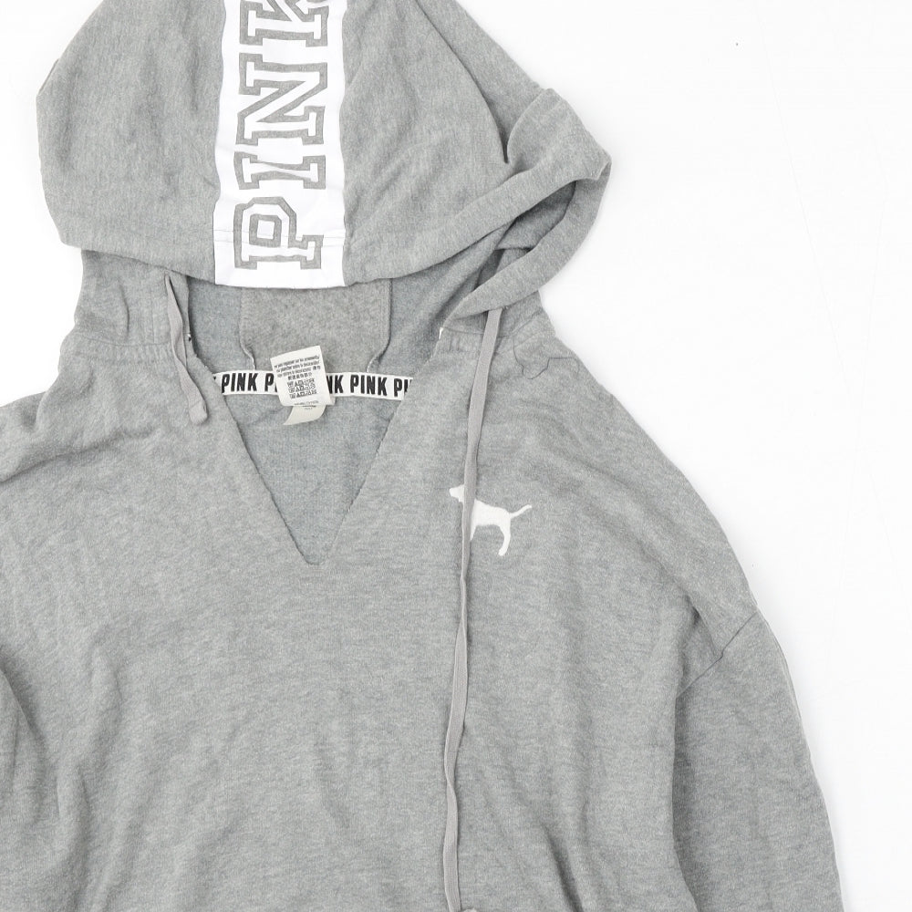 PINK Womens Grey Cotton Pullover Hoodie Size XS