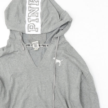 PINK Womens Grey Cotton Pullover Hoodie Size XS