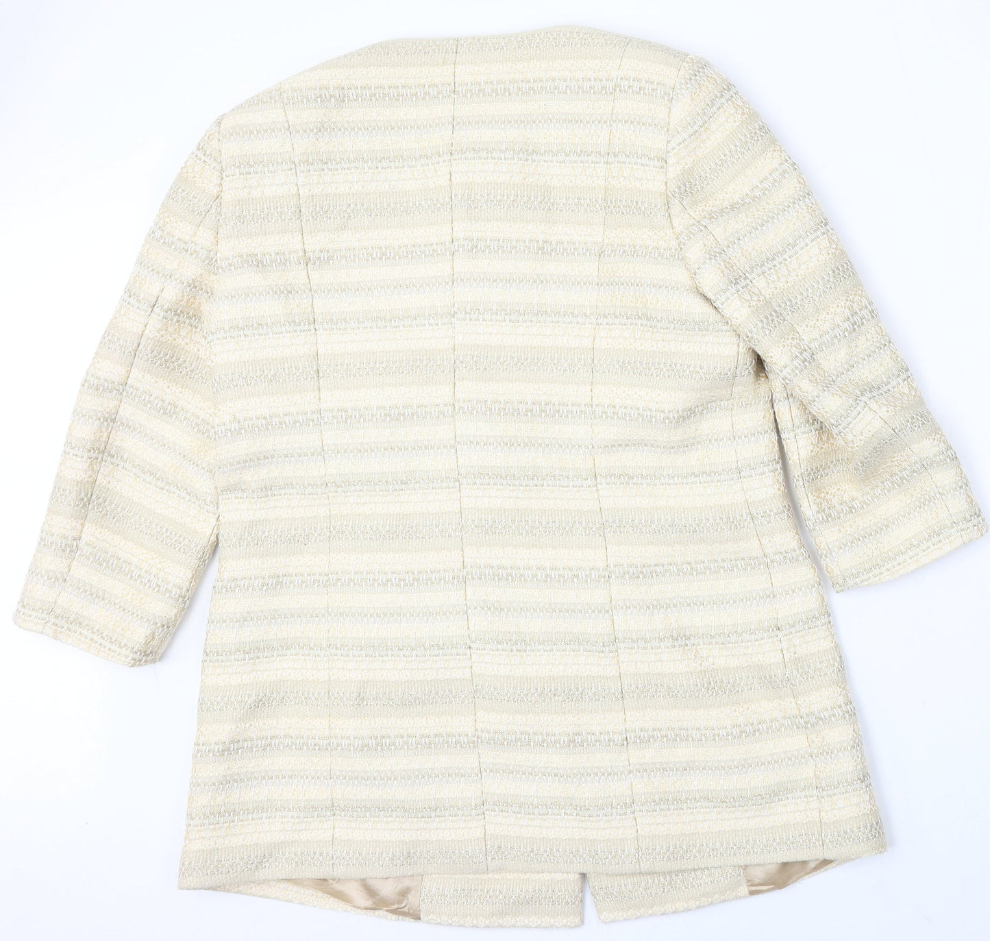 Artigiano Womens Yellow Striped Jacket Coat Size 14 Button