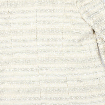 Artigiano Womens Yellow Striped Jacket Coat Size 14 Button