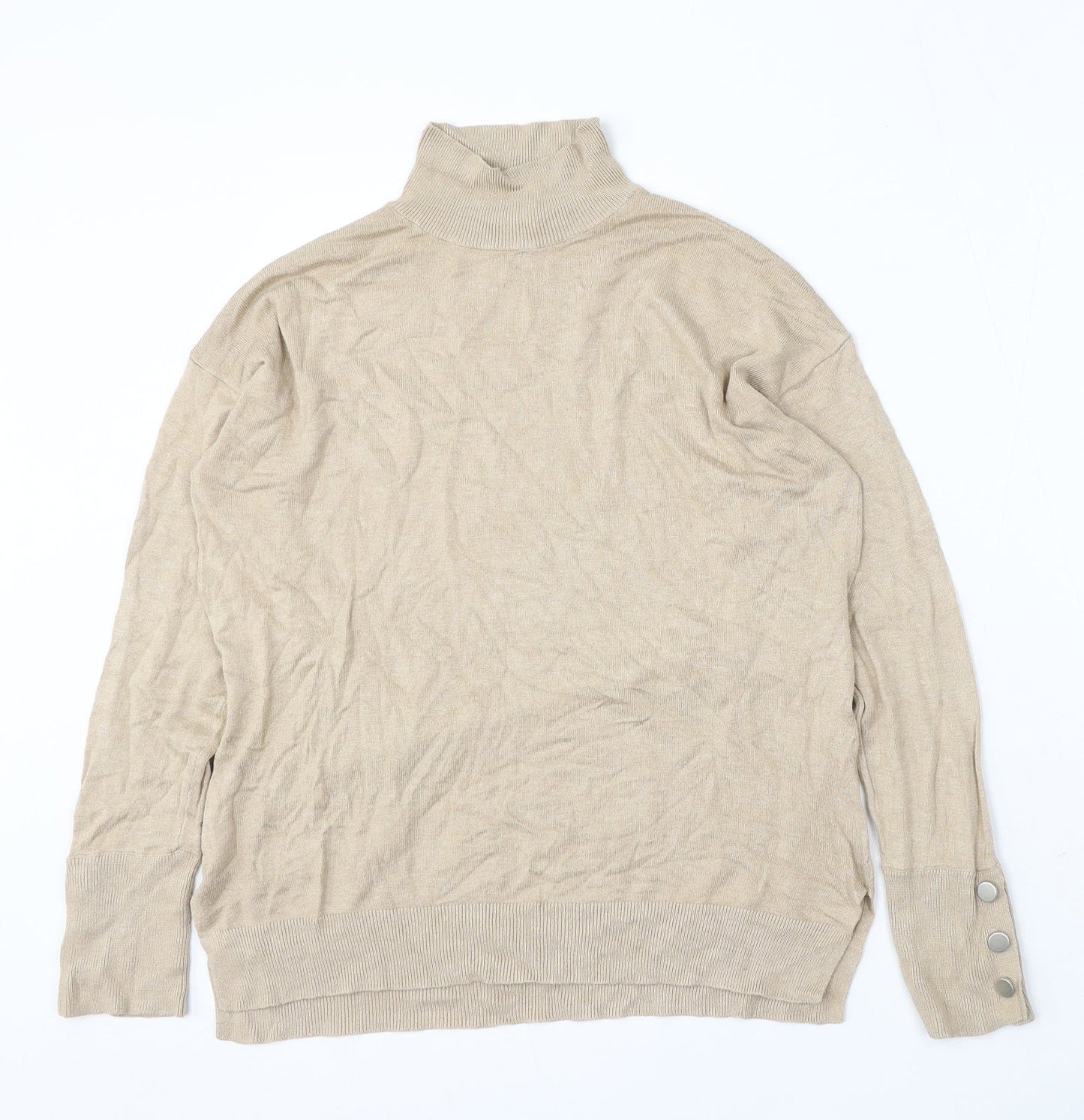 F&F Womens Beige Round Neck Viscose Pullover Jumper Size 10