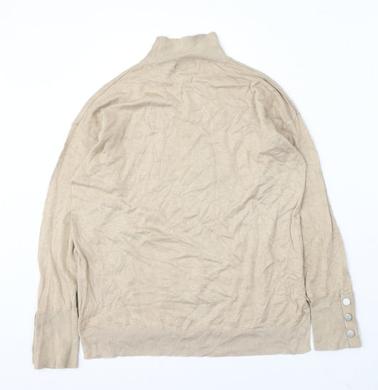 F&F Womens Beige Round Neck Viscose Pullover Jumper Size 10