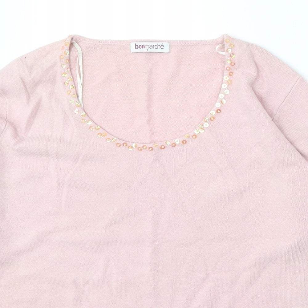 Womens UK Size L Bonmarché Pink Pullover Jumper