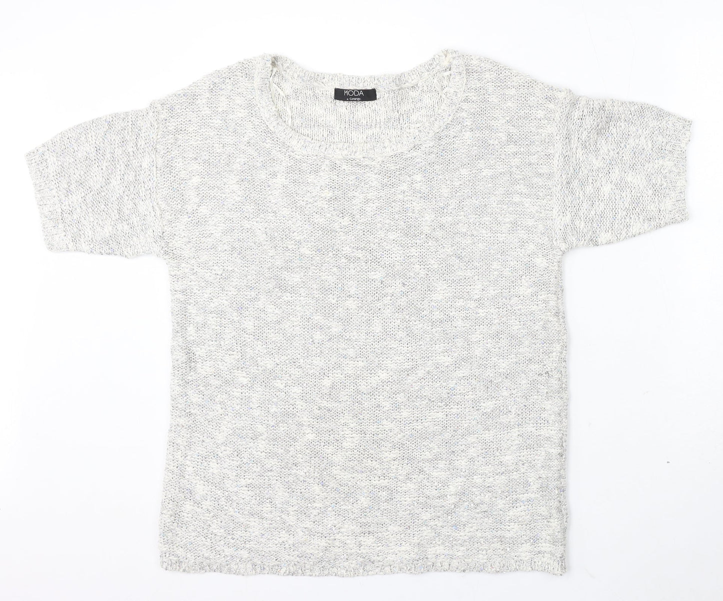 George Womens Grey Round Neck Cotton Pullover Jumper Size 12