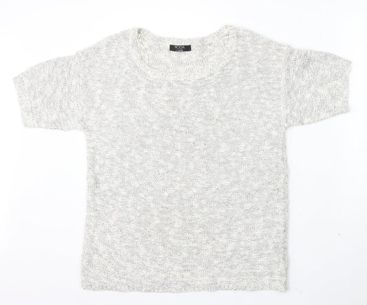 George Womens Grey Round Neck Cotton Pullover Jumper Size 12