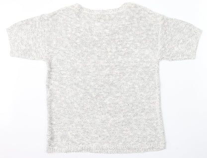 George Womens Grey Round Neck Cotton Pullover Jumper Size 12