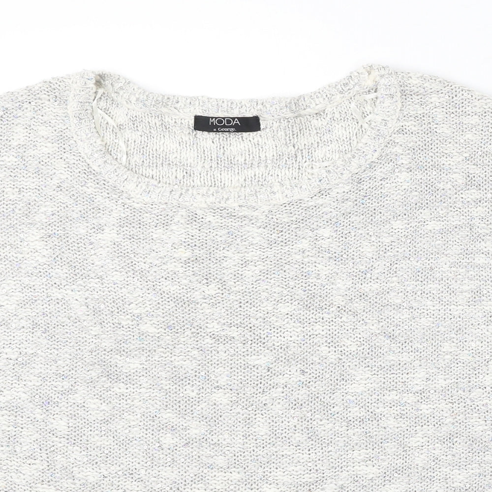 George Womens Grey Round Neck Cotton Pullover Jumper Size 12