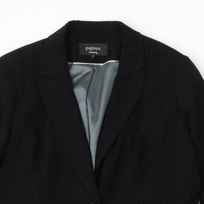 Papaya Womens Black Striped Polyester Jacket Suit Size 16