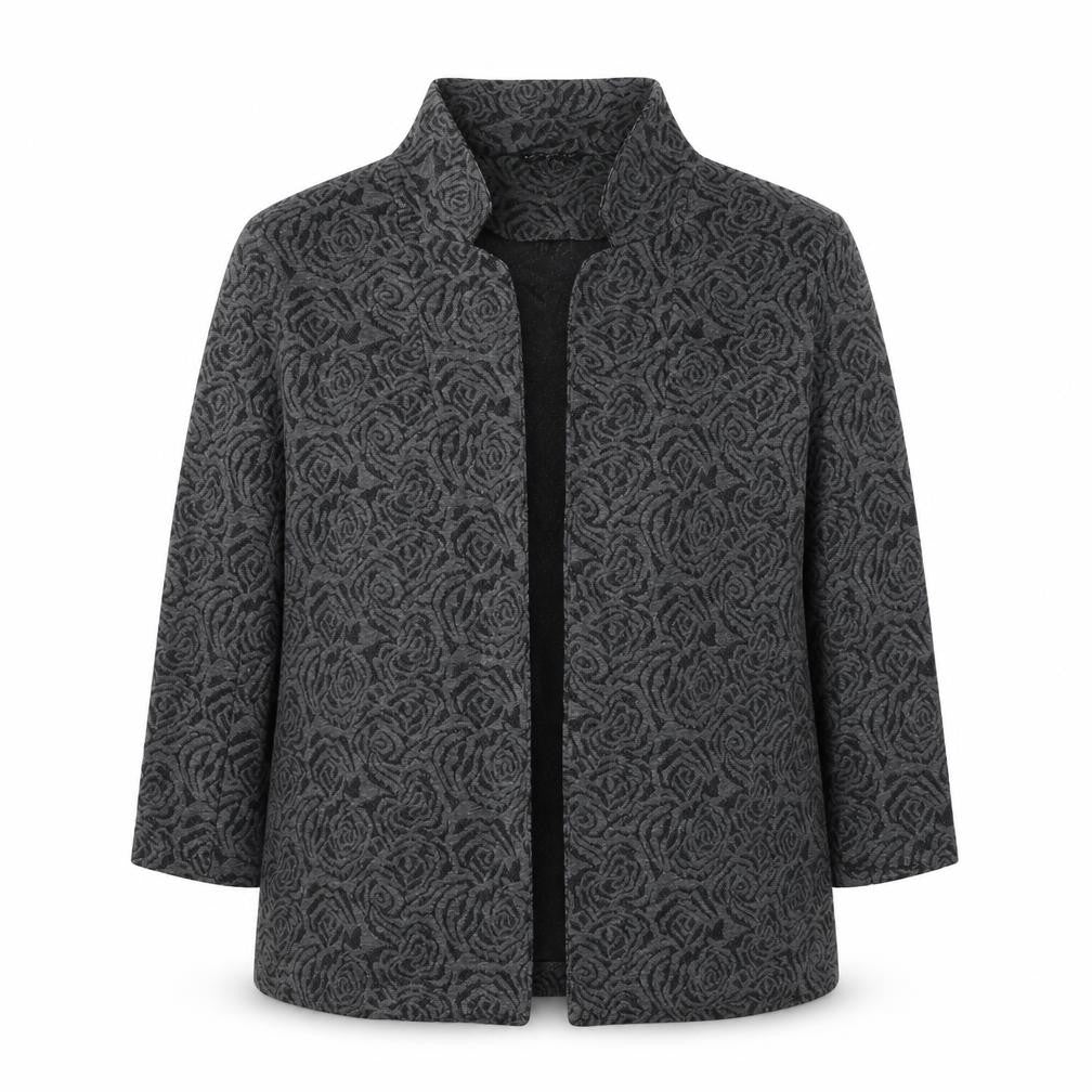 Classics Womens Grey Floral Polyester Jacket Blazer Size 16