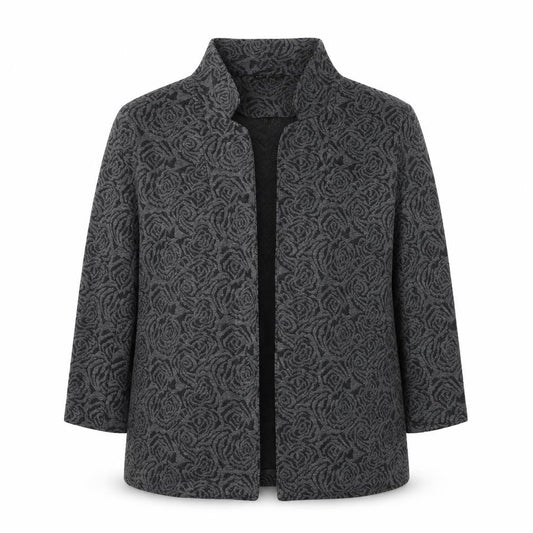 Classics Womens Grey Floral Polyester Jacket Blazer Size 16