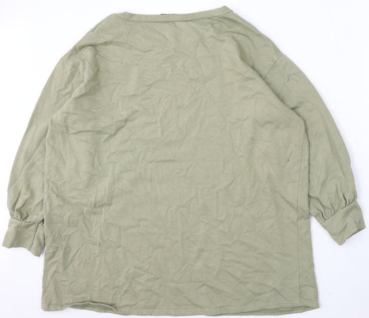 PRETTYLITTLETHING Womens Green Round Neck Polyester Pullover Jumper Size 10