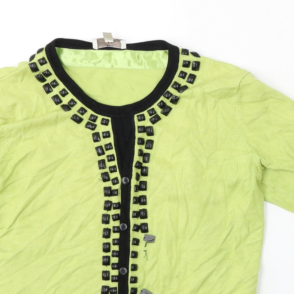 Womens UK Size S CC Green Cardigan Jumper