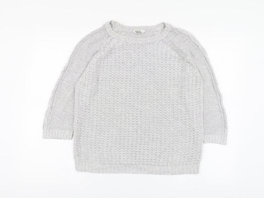 BHS Womens Grey Round Neck Acrylic Pullover Jumper Size 12