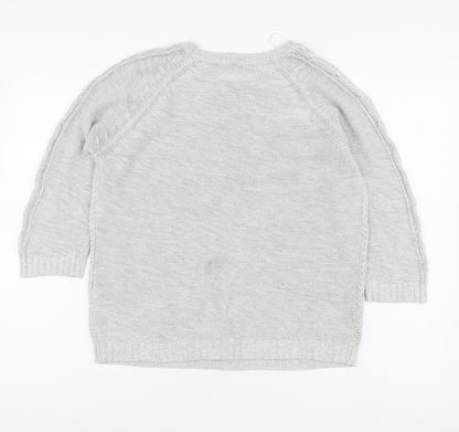 BHS Womens Grey Round Neck Acrylic Pullover Jumper Size 12