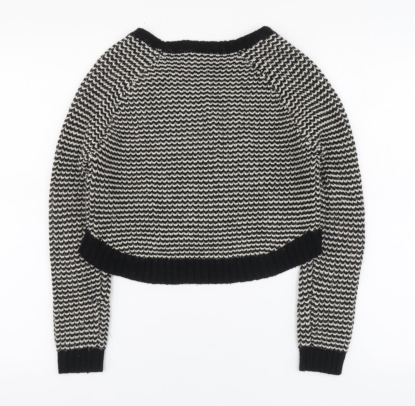 New Lpok Girls Black Round Neck Striped Acrylic Pullover Jumper Size 10-11 Years