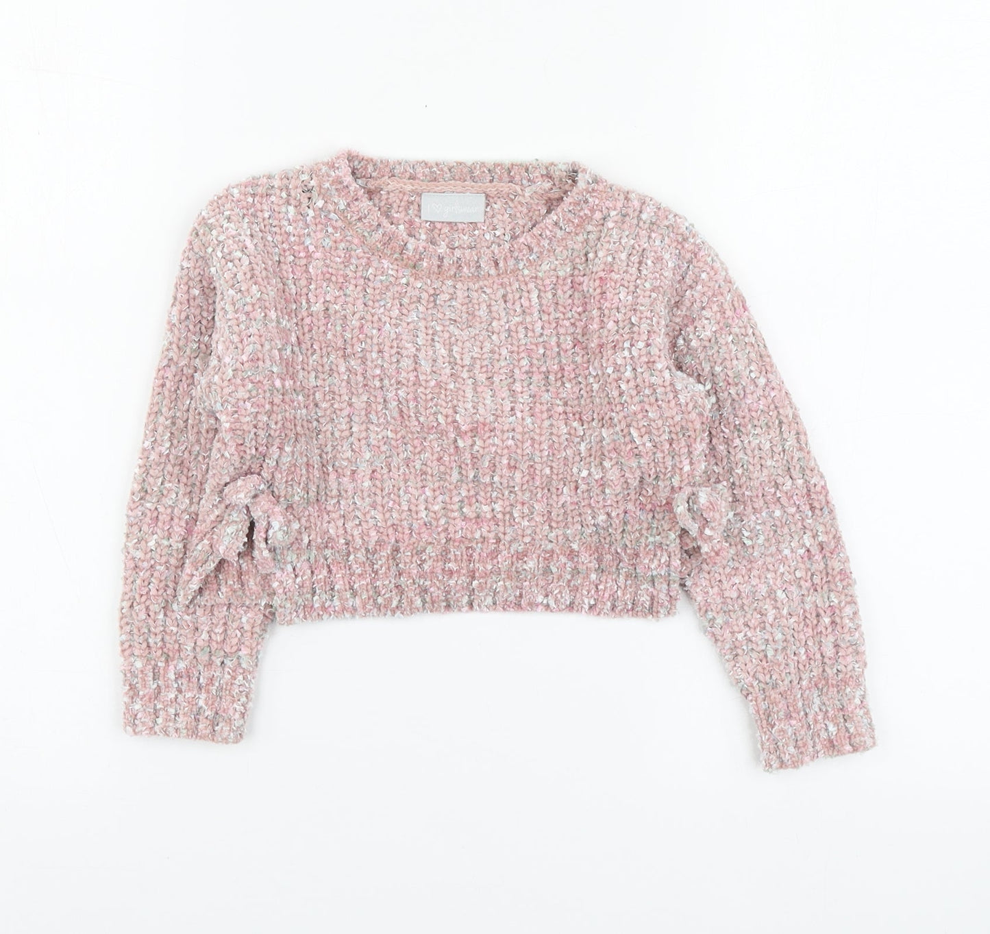 I Love Girlswear Girls Pink Round Neck Polyester Pullover Jumper Size 6 Years