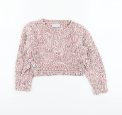 I Love Girlswear Girls Pink Round Neck Polyester Pullover Jumper Size 6 Years