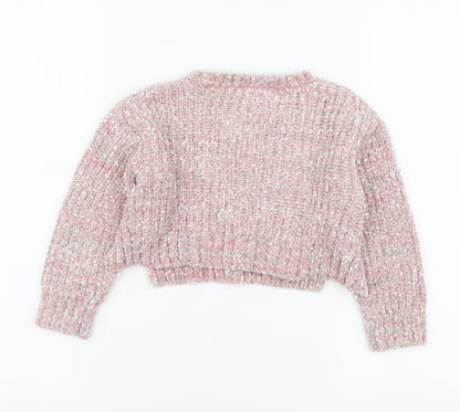 I Love Girlswear Girls Pink Round Neck Polyester Pullover Jumper Size 6 Years