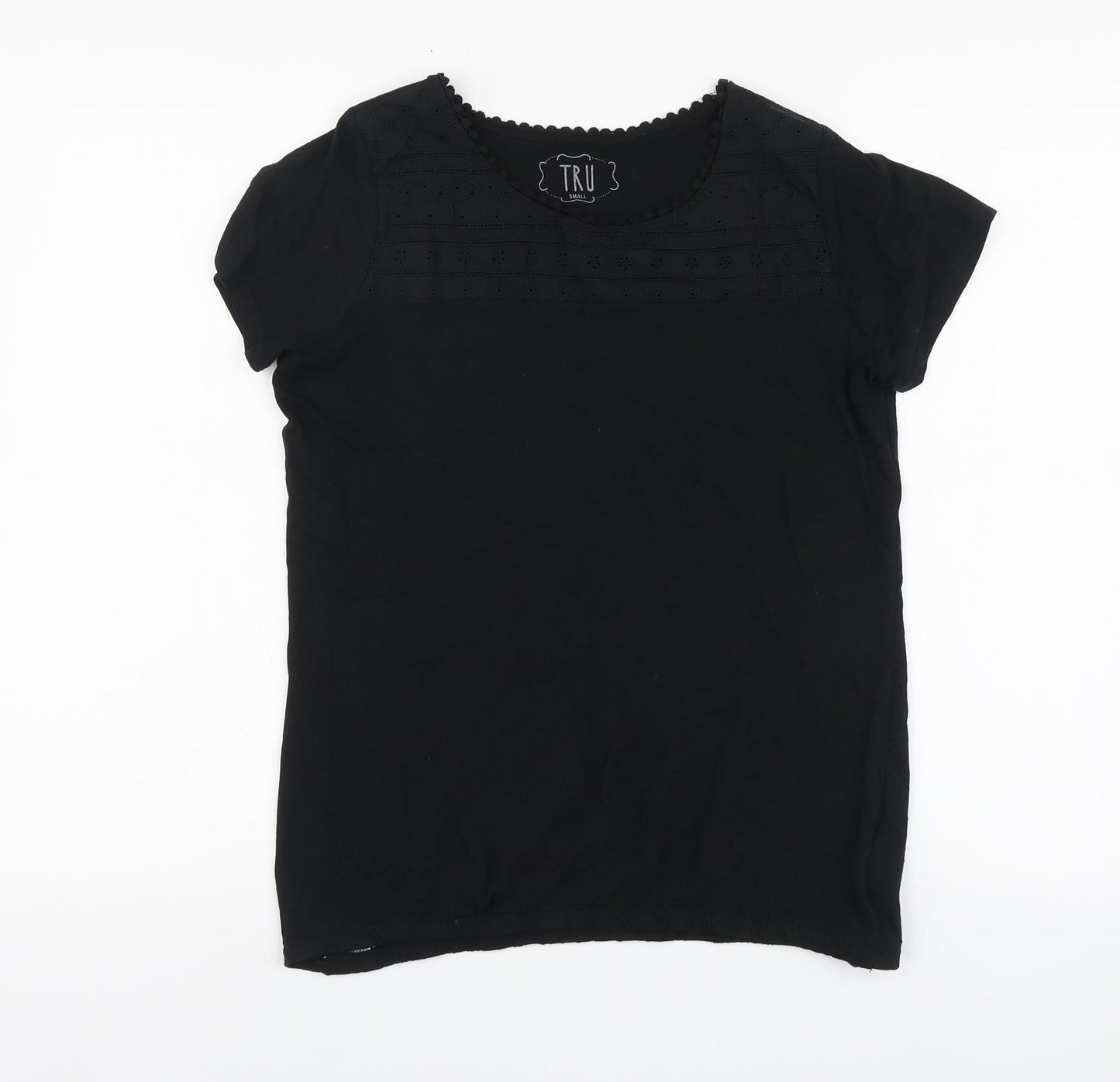 Womens UK Size S Tru Black Basic T-Shirt