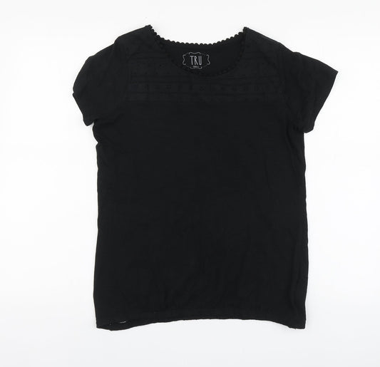Womens UK Size S Tru Black Basic T-Shirt