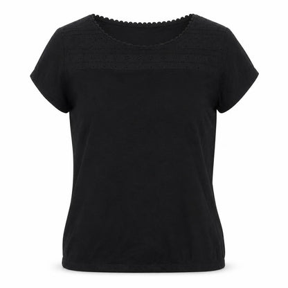 Womens UK Size S Tru Black Basic T-Shirt
