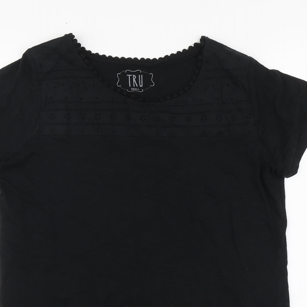 Womens UK Size S Tru Black Basic T-Shirt