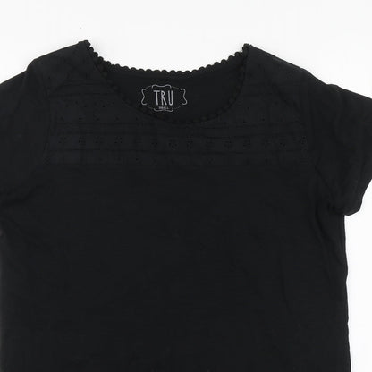 Womens UK Size S Tru Black Basic T-Shirt