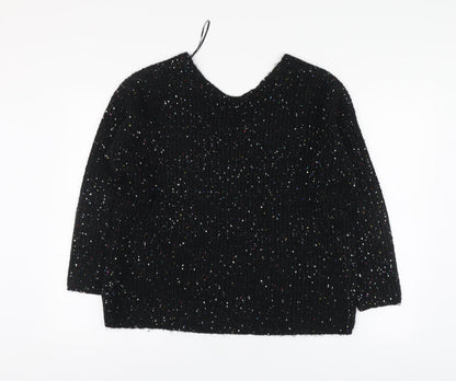 Nutmeg Womens Black V-Neck Acrylic Pullover Jumper Size 12