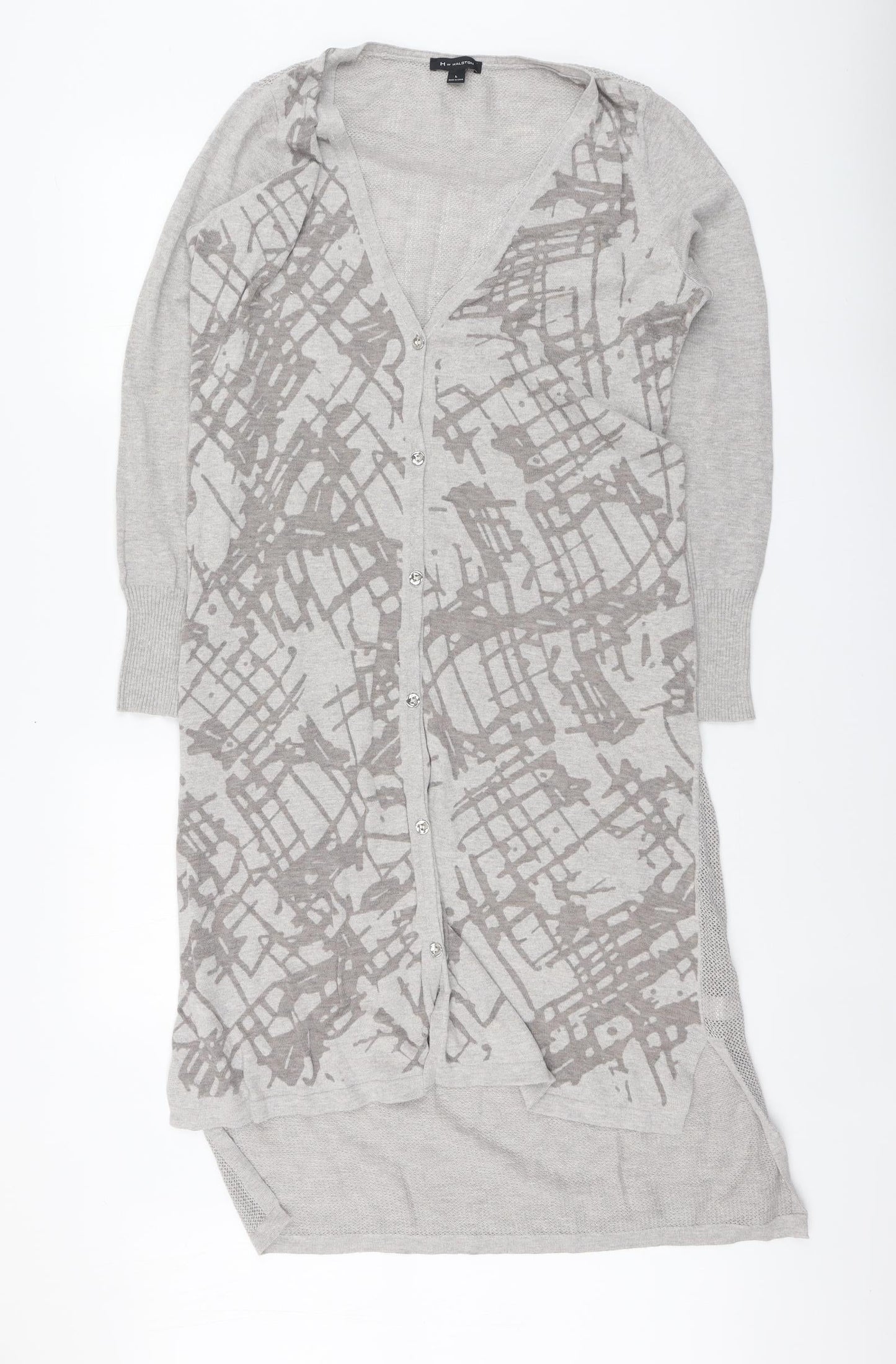 Womens UK Size L H by Halston Grey Cardigan Jumper