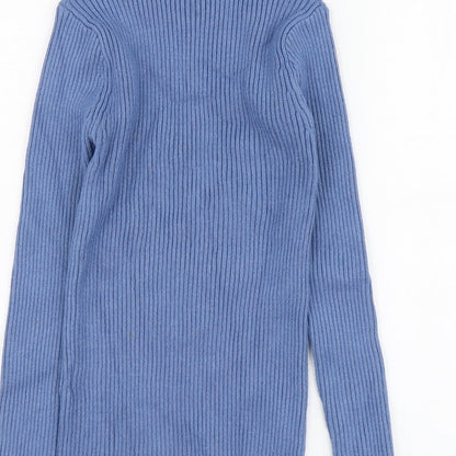 SheIn Womens Blue High Neck Acrylic Pullover Jumper Size L