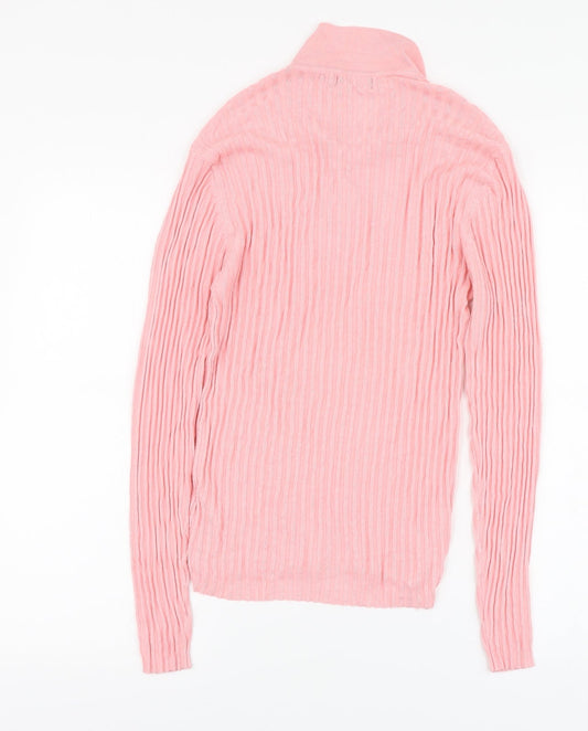 Boohoo Womens Pink V-Neck Viscose Pullover Jumper Size M