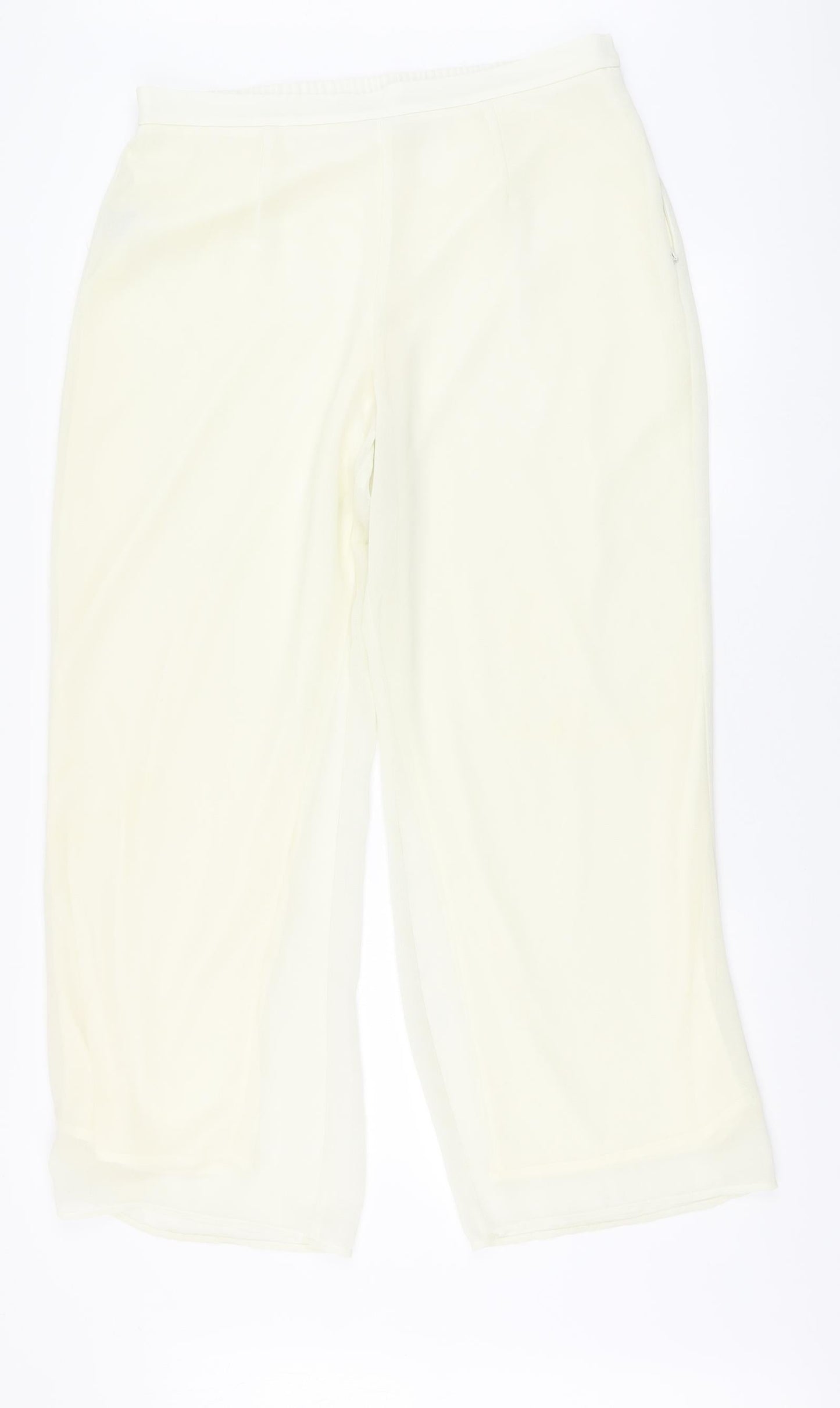 Kaleidoscope Womens Ivory Polyester Trousers Size 16 L28 in Regular